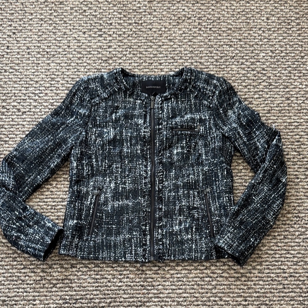 Banana Republic Black and White Tweed Blazer
